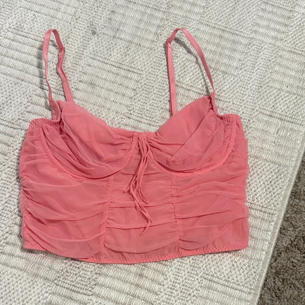 Victoria's Secret Coral Pink Ruched Bustier Crop Top